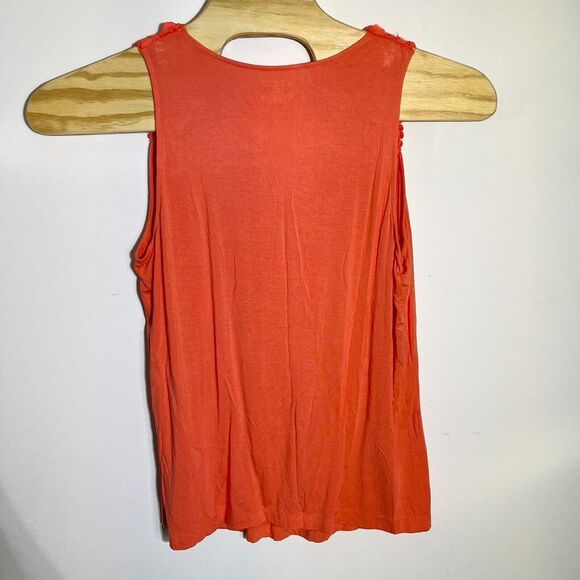 Lane Bryant Womens 18/20 Orange Sleeveless Ruffle Crew Neck Pullover‎ Blouse - Picture 4 of 4